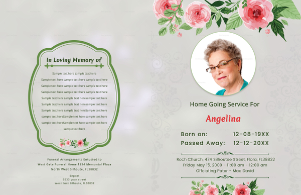 Funeral Ceremony Order of Service Brochure Template in Adobe Photoshop ...