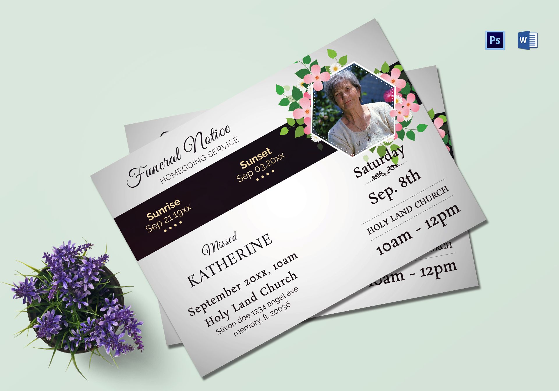 Premium Funeral Notice Template In Adobe Photoshop Microsoft Word