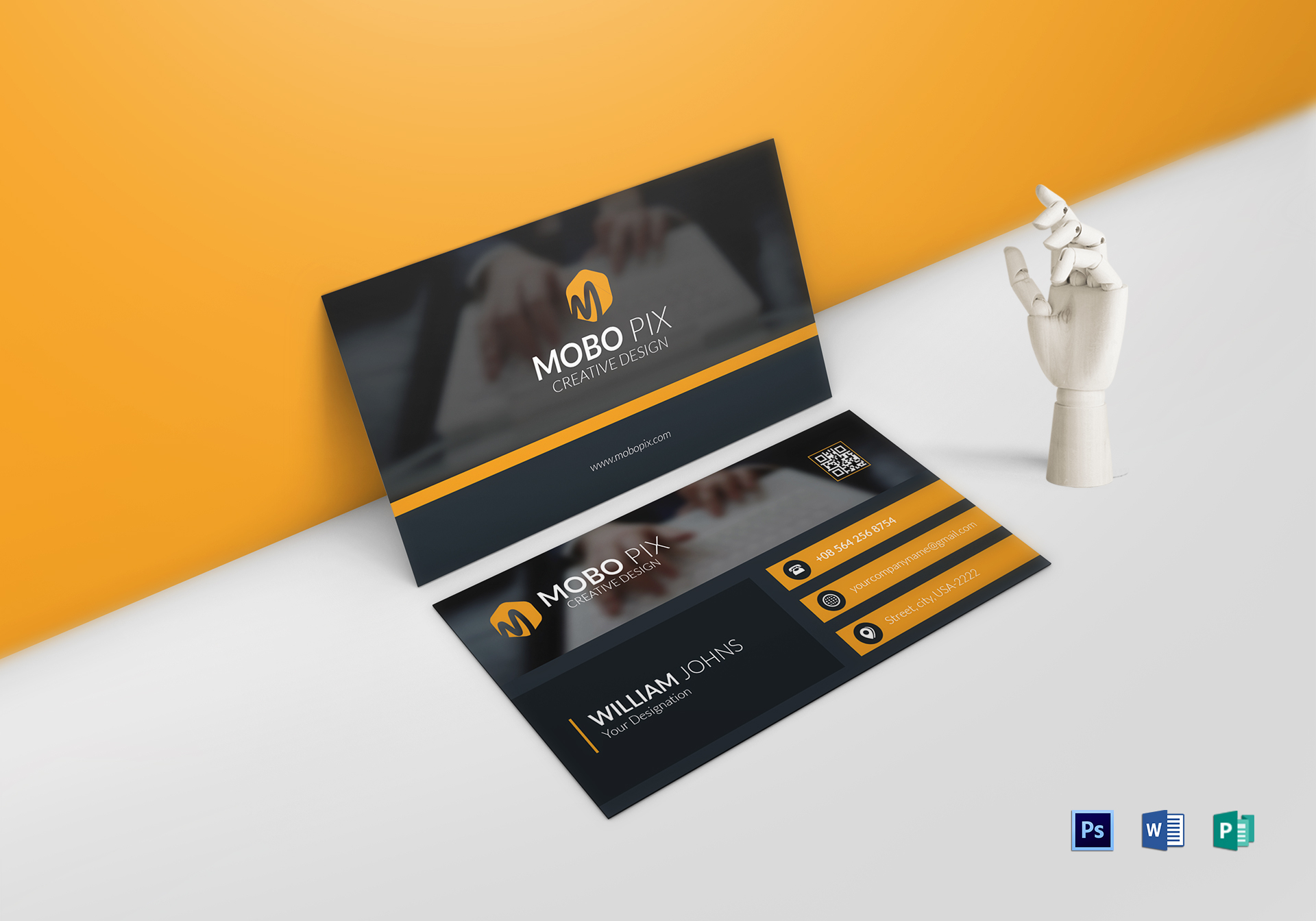 Double Sided Business Card Design Template in Word, PSD, Publisher Throughout Front And Back Business Card Template Word