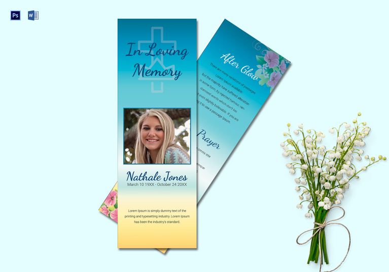 Premium Memorial Bookmark Template in Adobe Microsoft Word