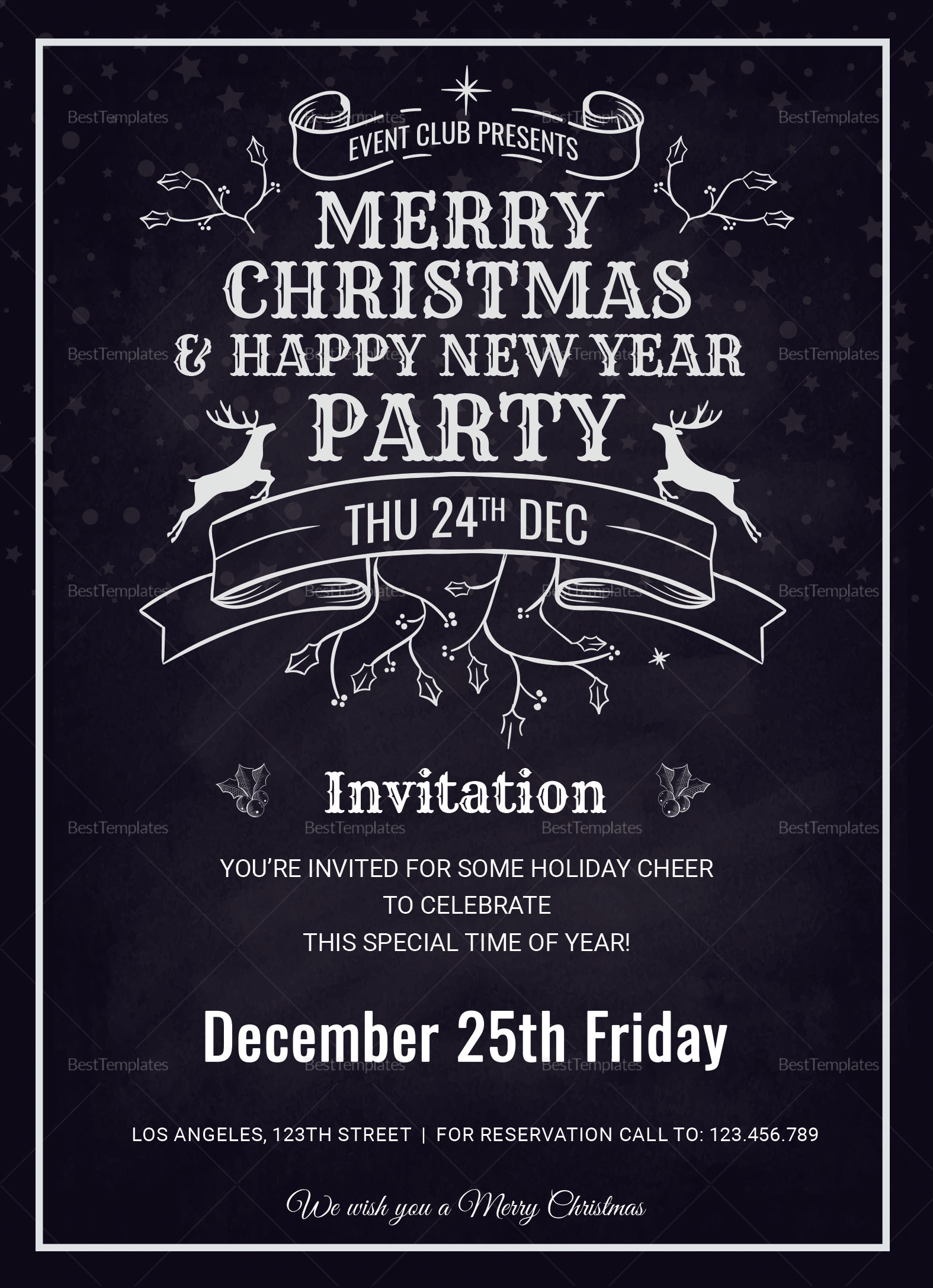 Christmas Holiday Invitation Card Template in Adobe Photoshop