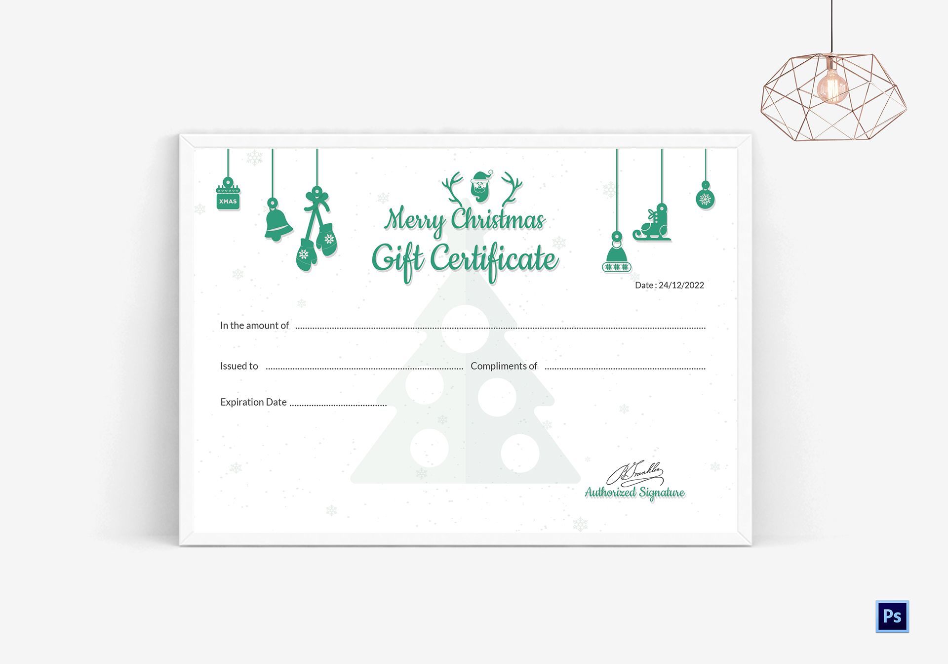 Editable Christmas Gift Certificate Template in Adobe Photoshop