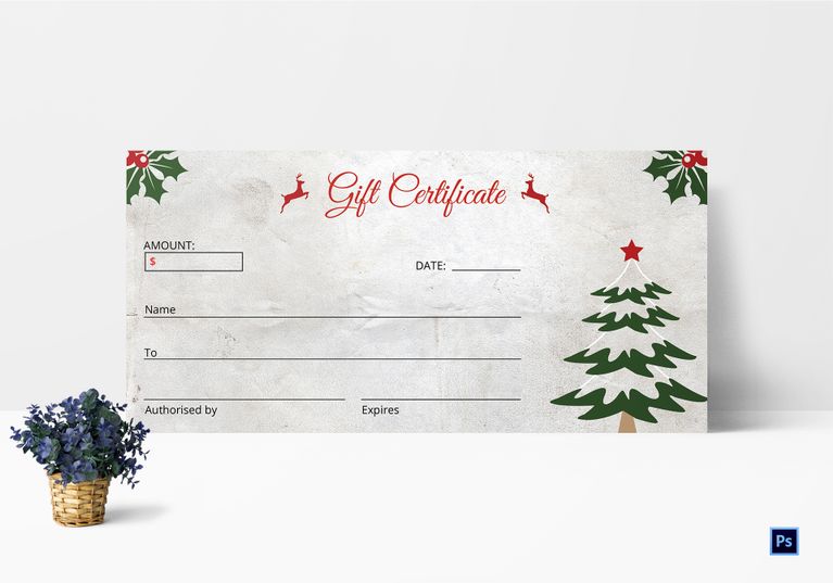 Christmas Tree Gift Certificate Template In Adobe Photoshop