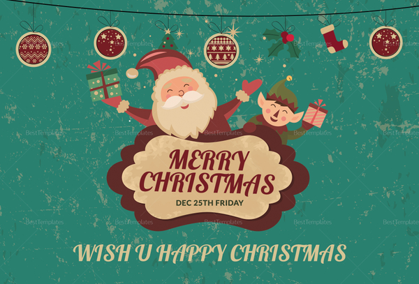 Merry Christmas Greeting Card Template in Adobe Photoshop