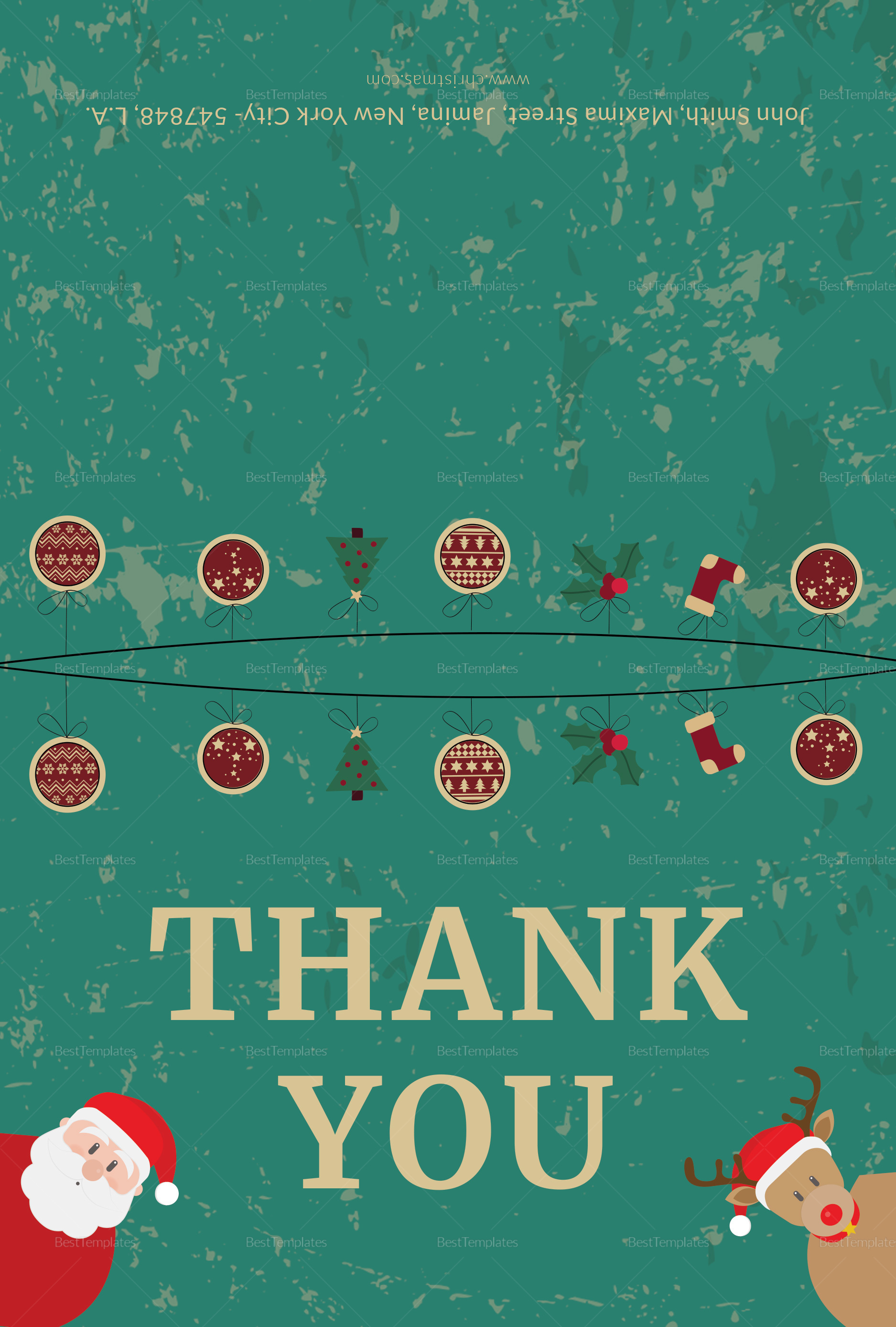 Christmas Thank You Card Template