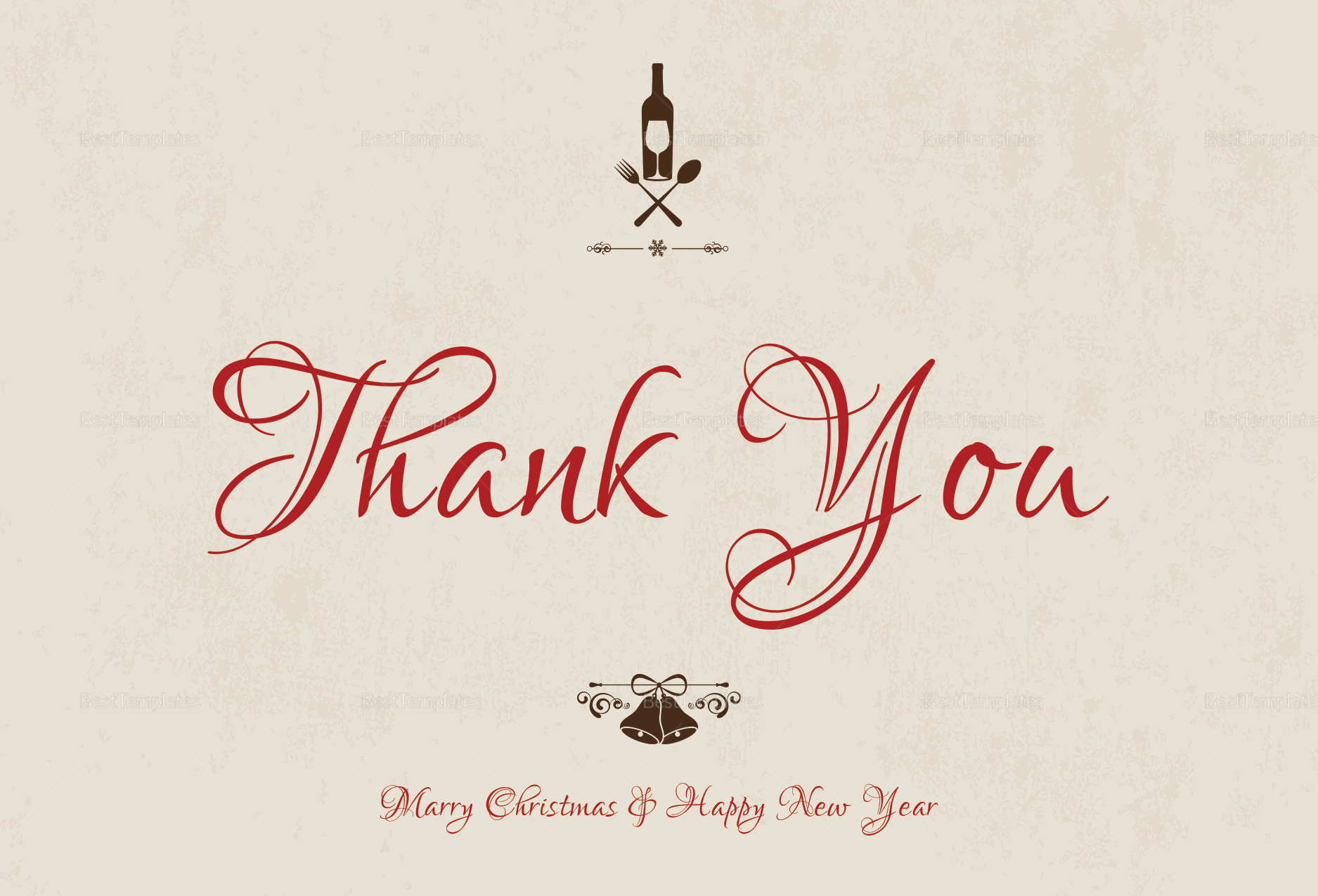 Restaurant Christmas Thank You Card Template in Adobe Photoshop