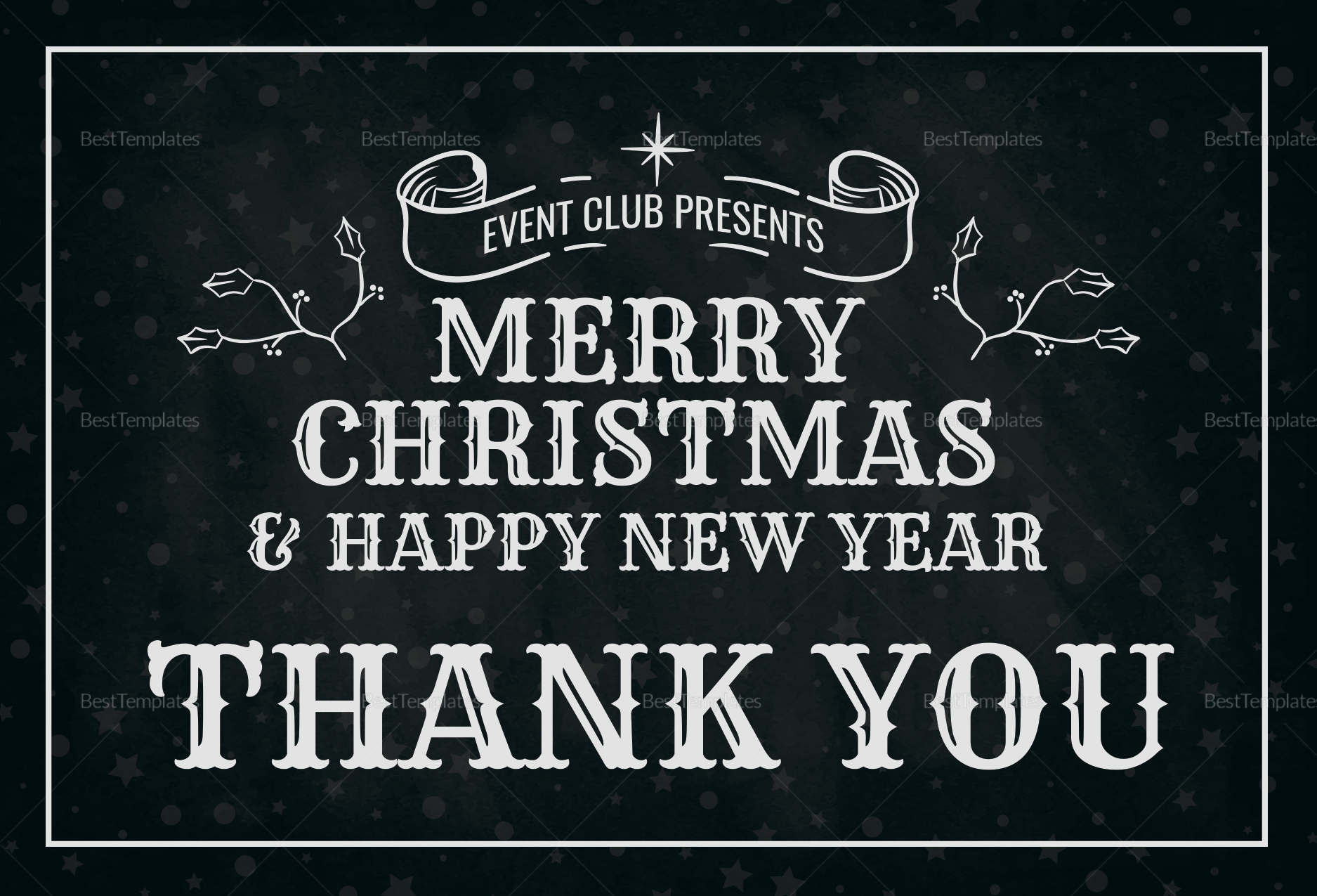 Holiday Thank You Card Template in Adobe