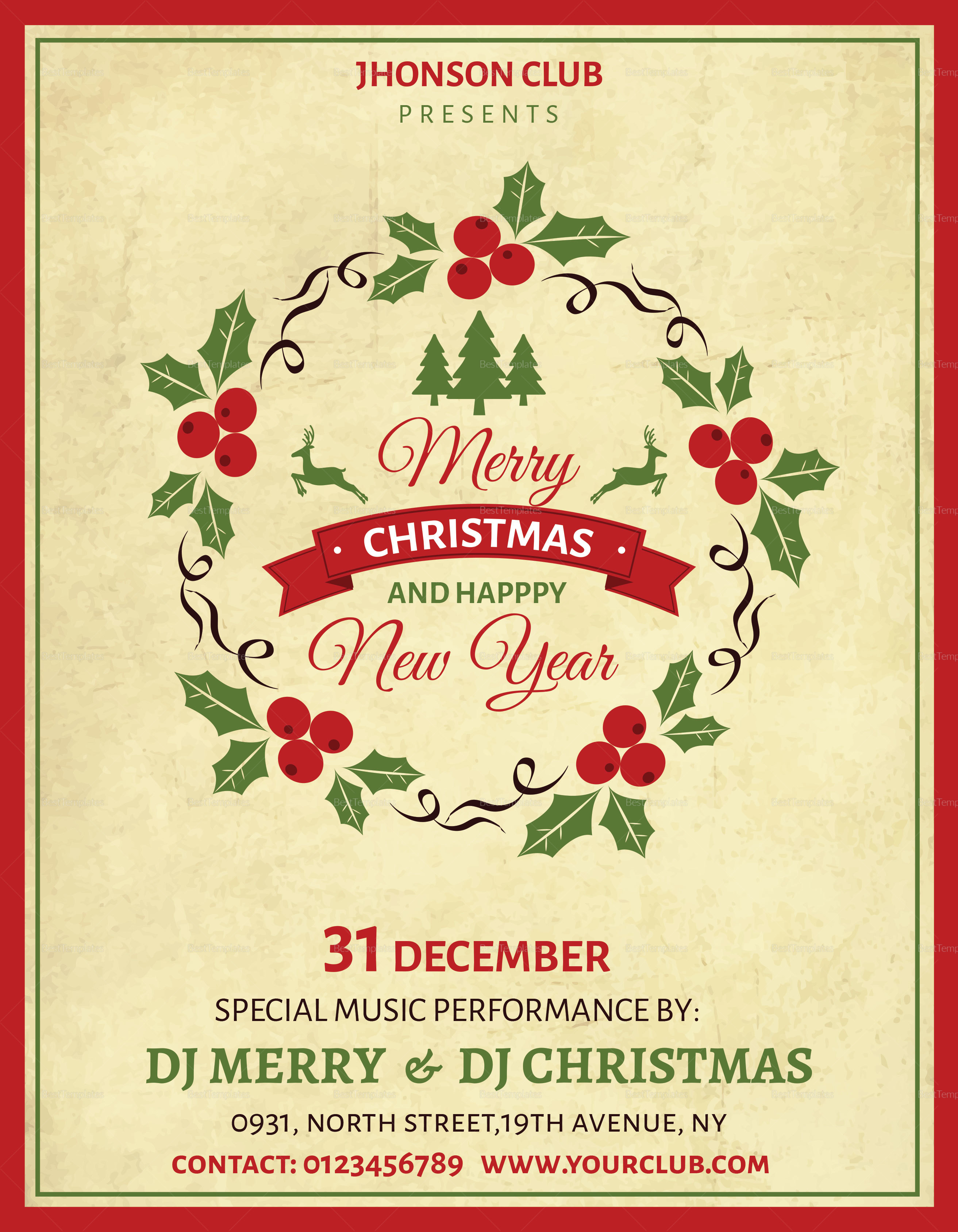 Christmas Holiday Flyer Template in Adobe