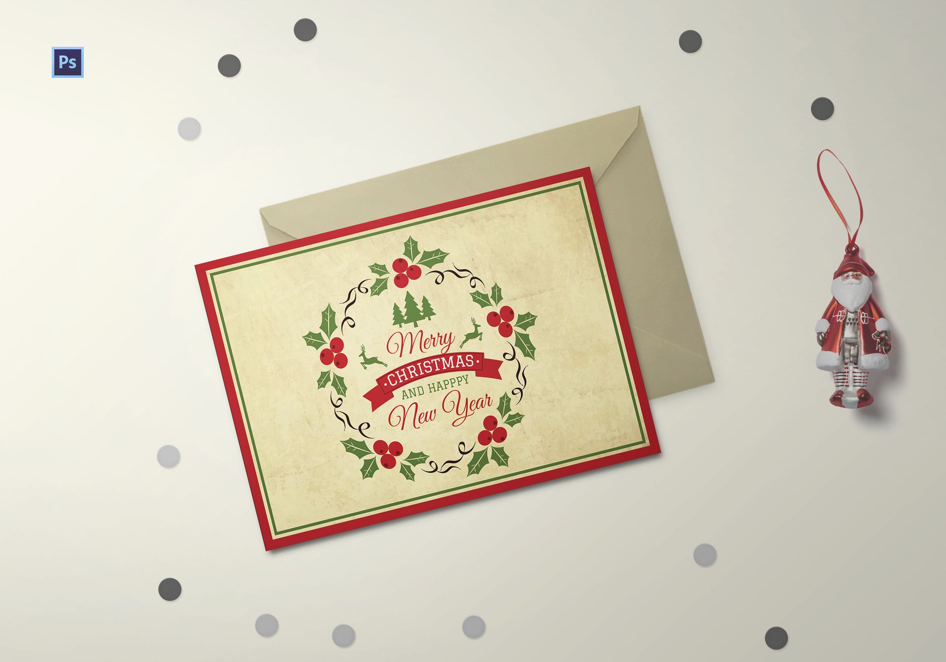 Merry Xmas Postcard Template in Adobe Photoshop