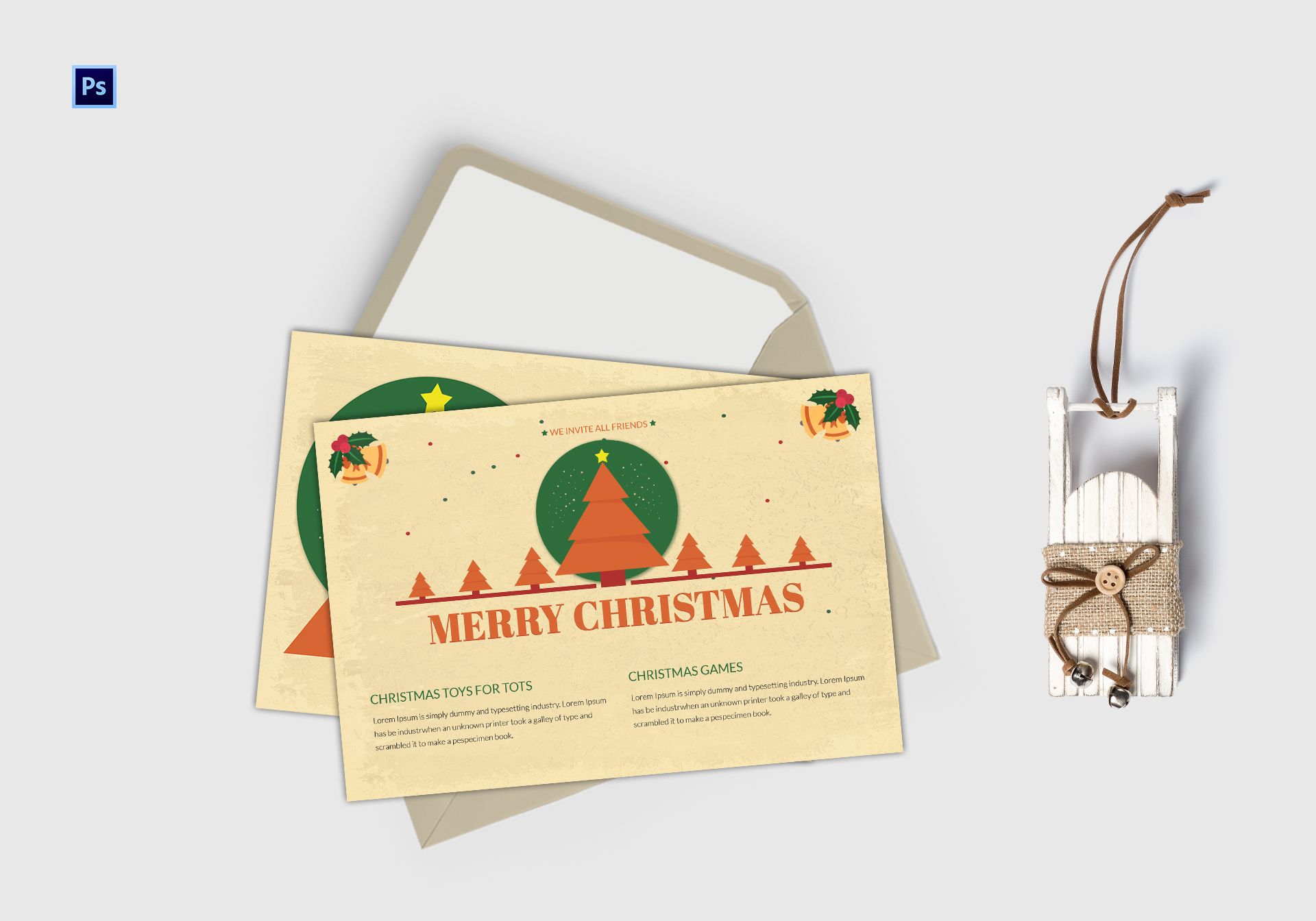 Modern Christmas Tree Postcard Template