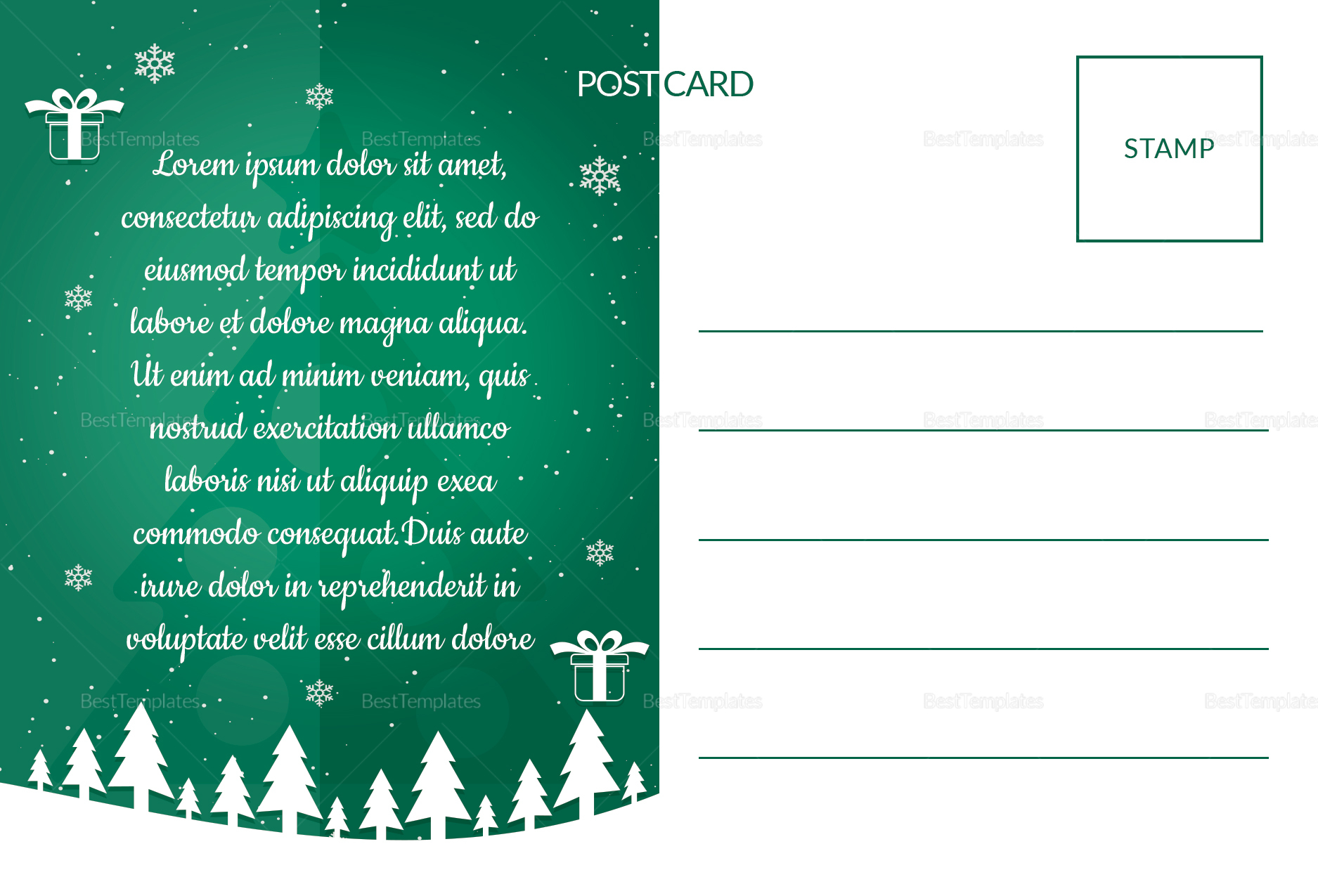 Sparkling Christmas Postcard Template in Adobe Photoshop