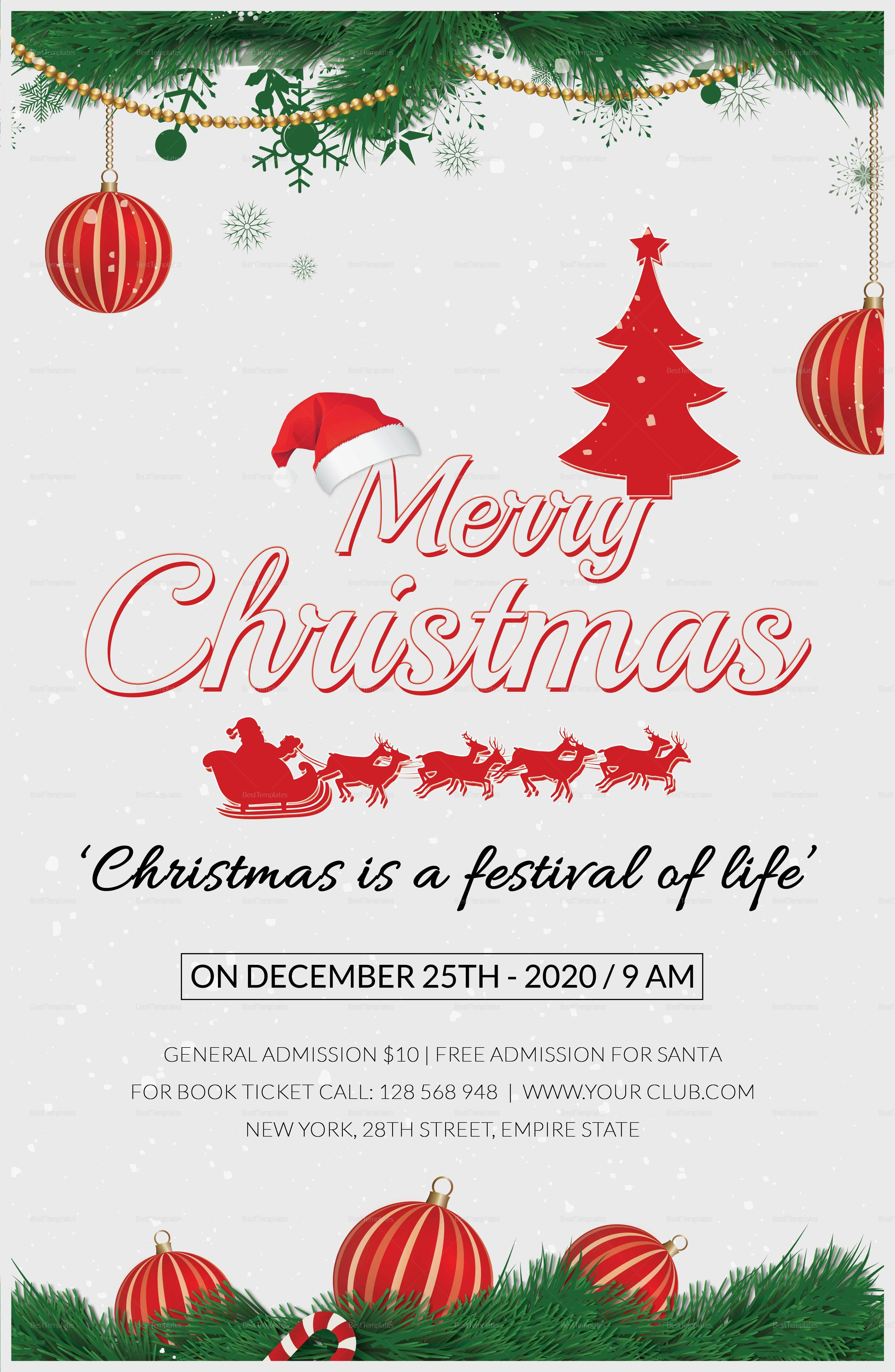 Merry Christmas Poster Template In Adobe Photoshop