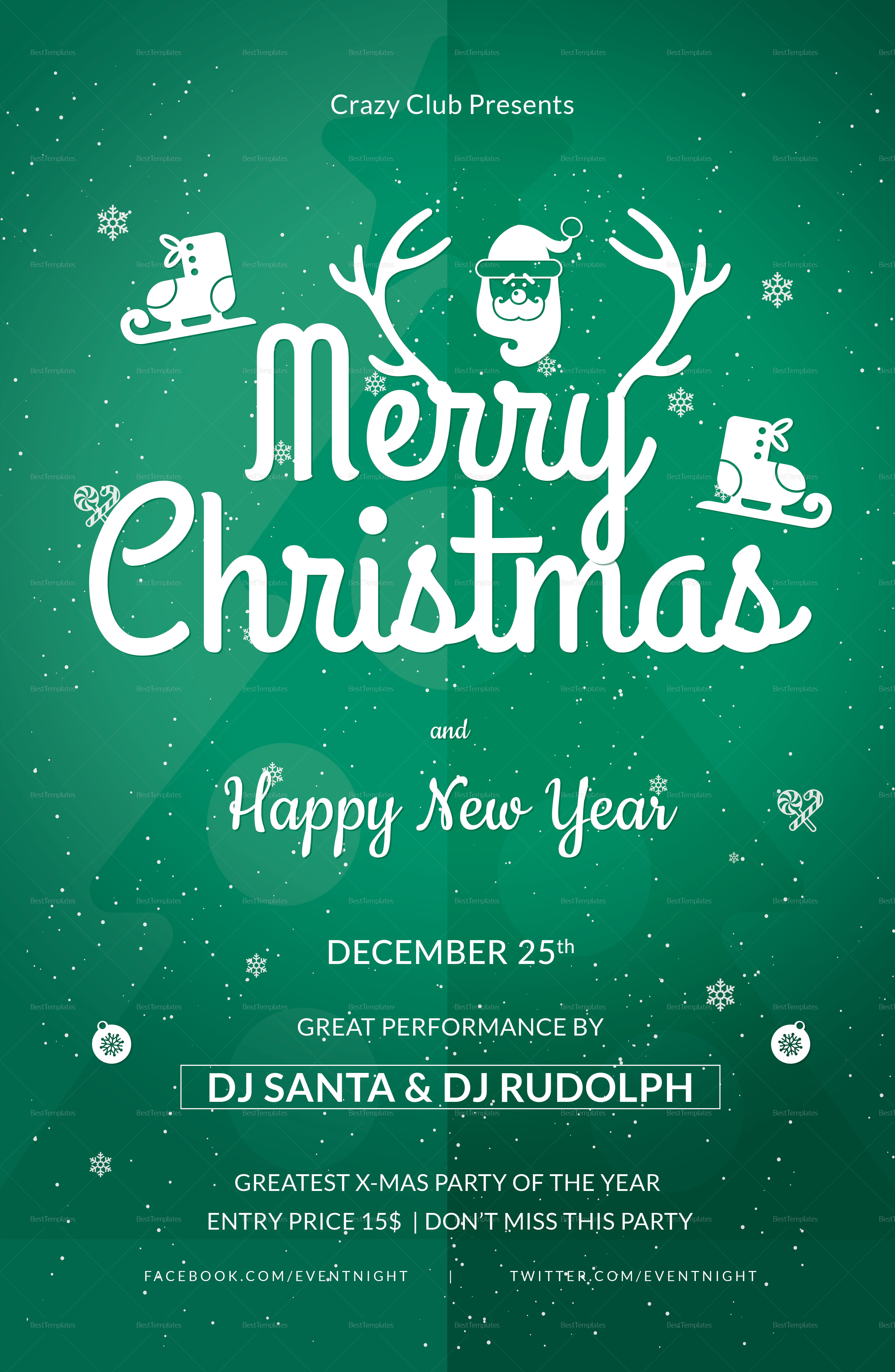 Christmas Club Poster Template in Adobe