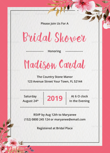 Bridal Shower Invitation Design Template in Word, PSD, Publisher