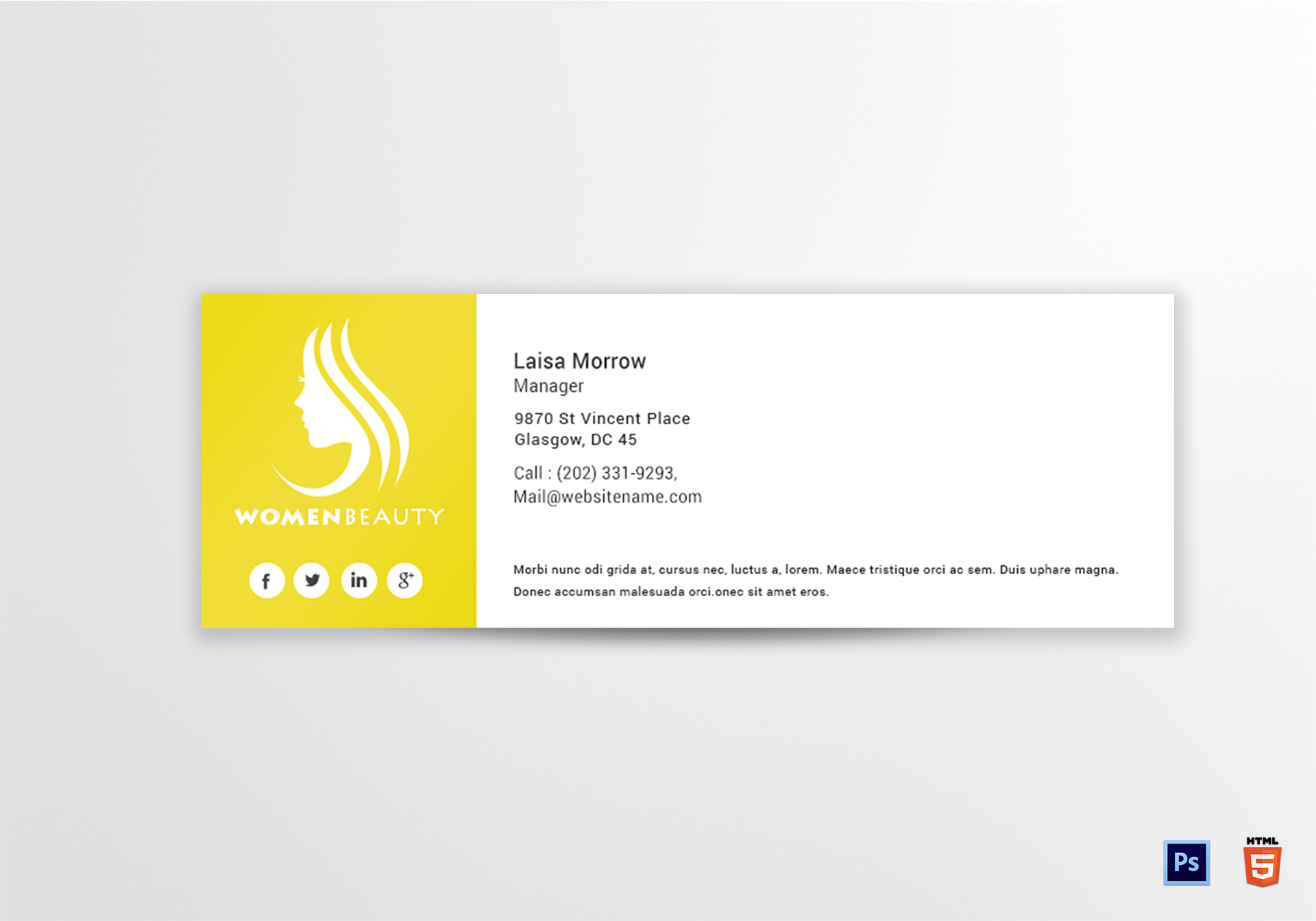 Beauty Parlour Email Signature Design Template in PSD, HTML