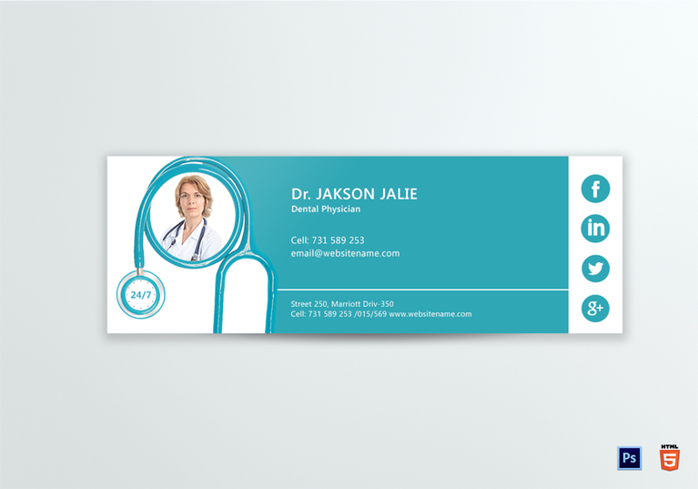Dental Care Email Signature Design Template in PSD, HTML
