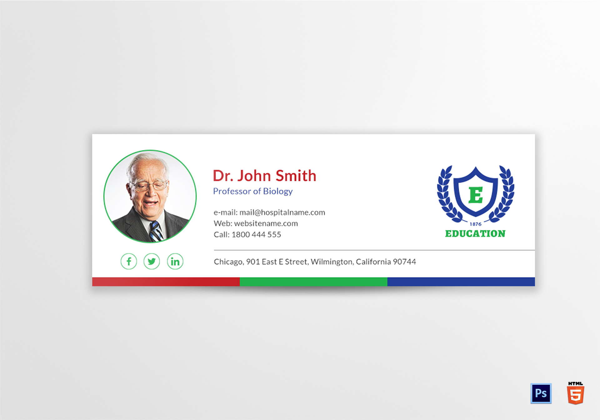 Education Email Signature Design Template in PSD, HTML