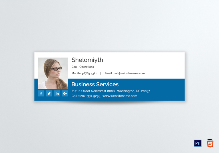 Business Service Email Signature Design Template in PSD, HTML