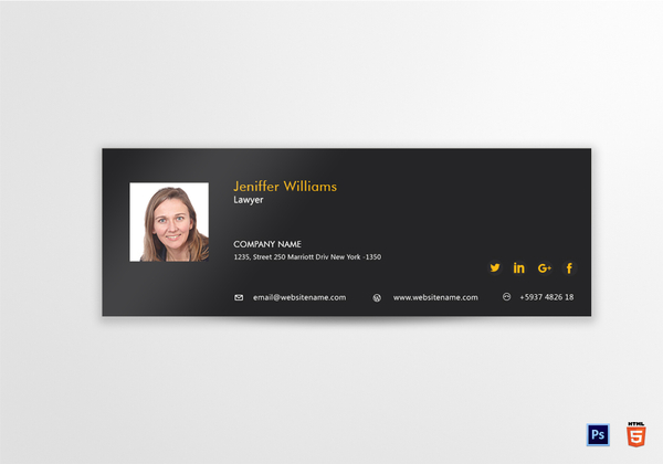 Lawyer Email Signature Design Template in PSD, HTML