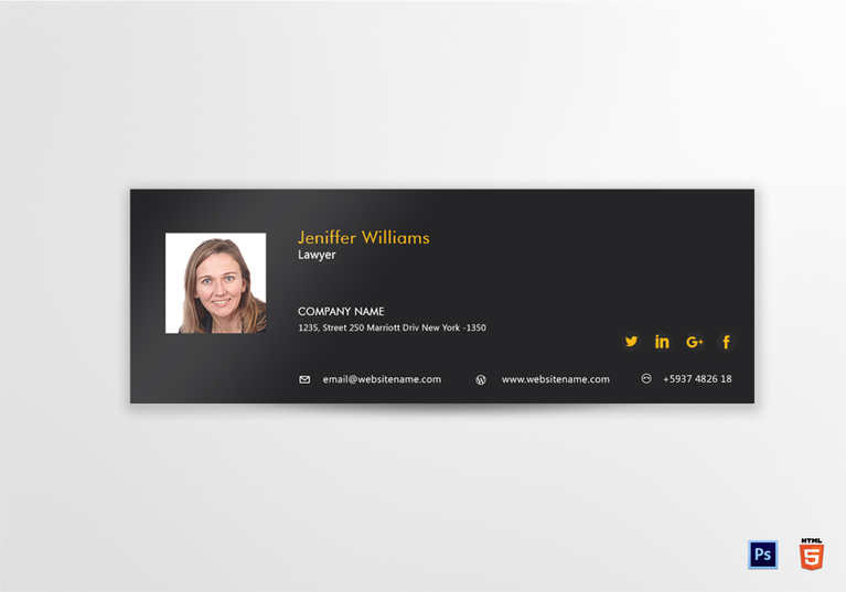 Lawyer Email Signature Design Template in PSD, HTML