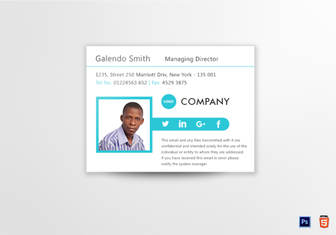 Managing Director Email Signature Design Template in PSD, HTML