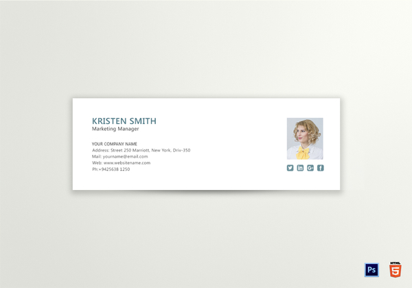 Marketing Manager Email Signature Design Template in PSD, HTML