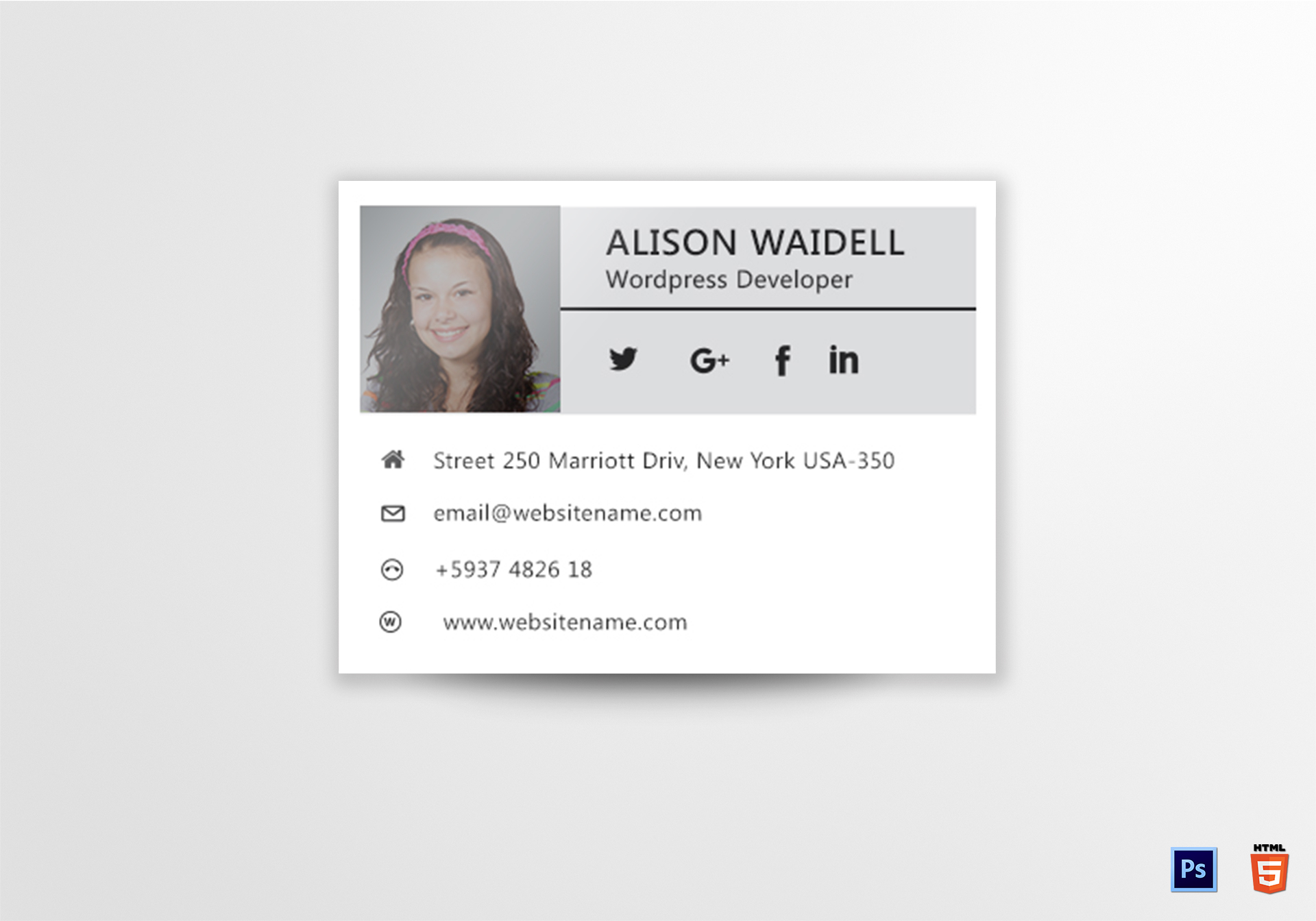 WordPress Developer Email Signature Design Template in PSD, HTML