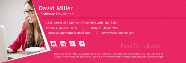 Software Developer Email Signature Design Template in PSD, HTML