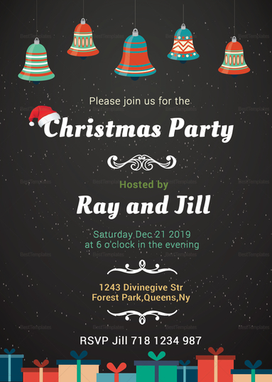 Chalkboard Christmas Invitation Card Design Template in Word, PSD ...