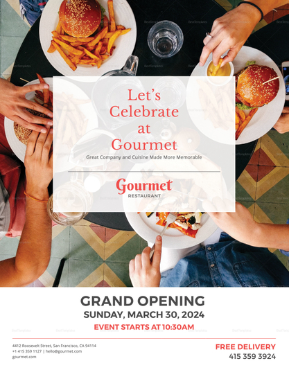 Restaurant Grand Opening Flyer Template in PSD, Word, Publisher ...