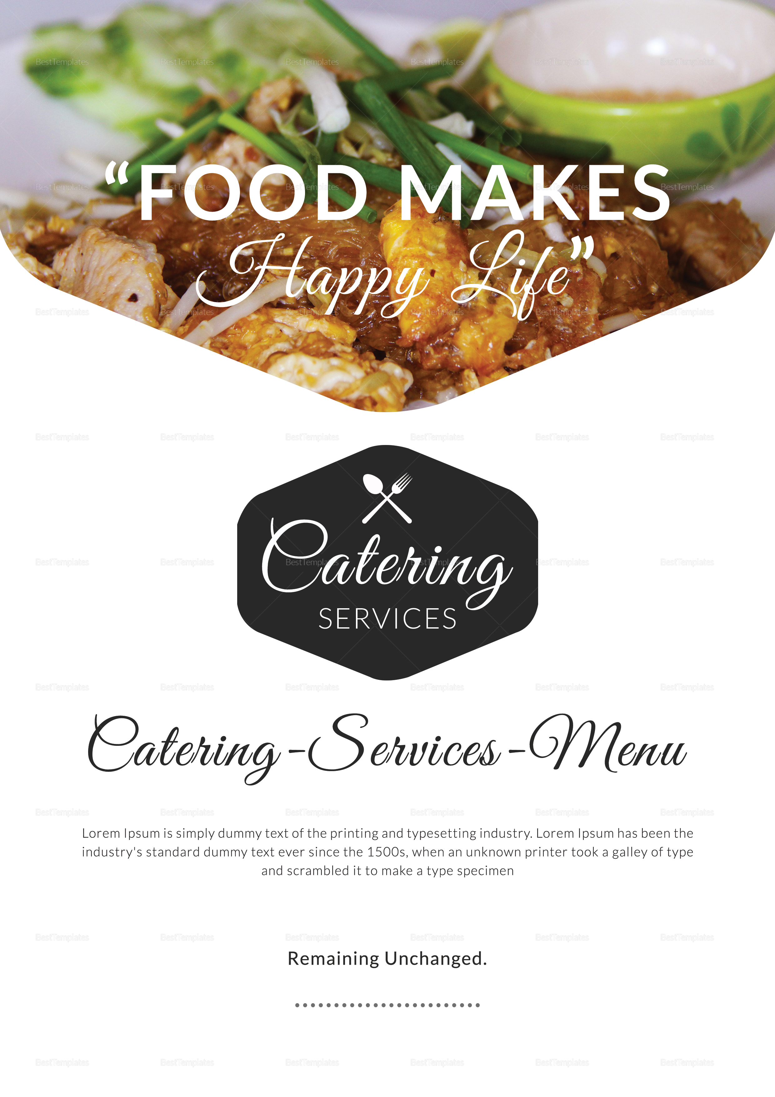 Catering Services Menu  Template 1 Front 