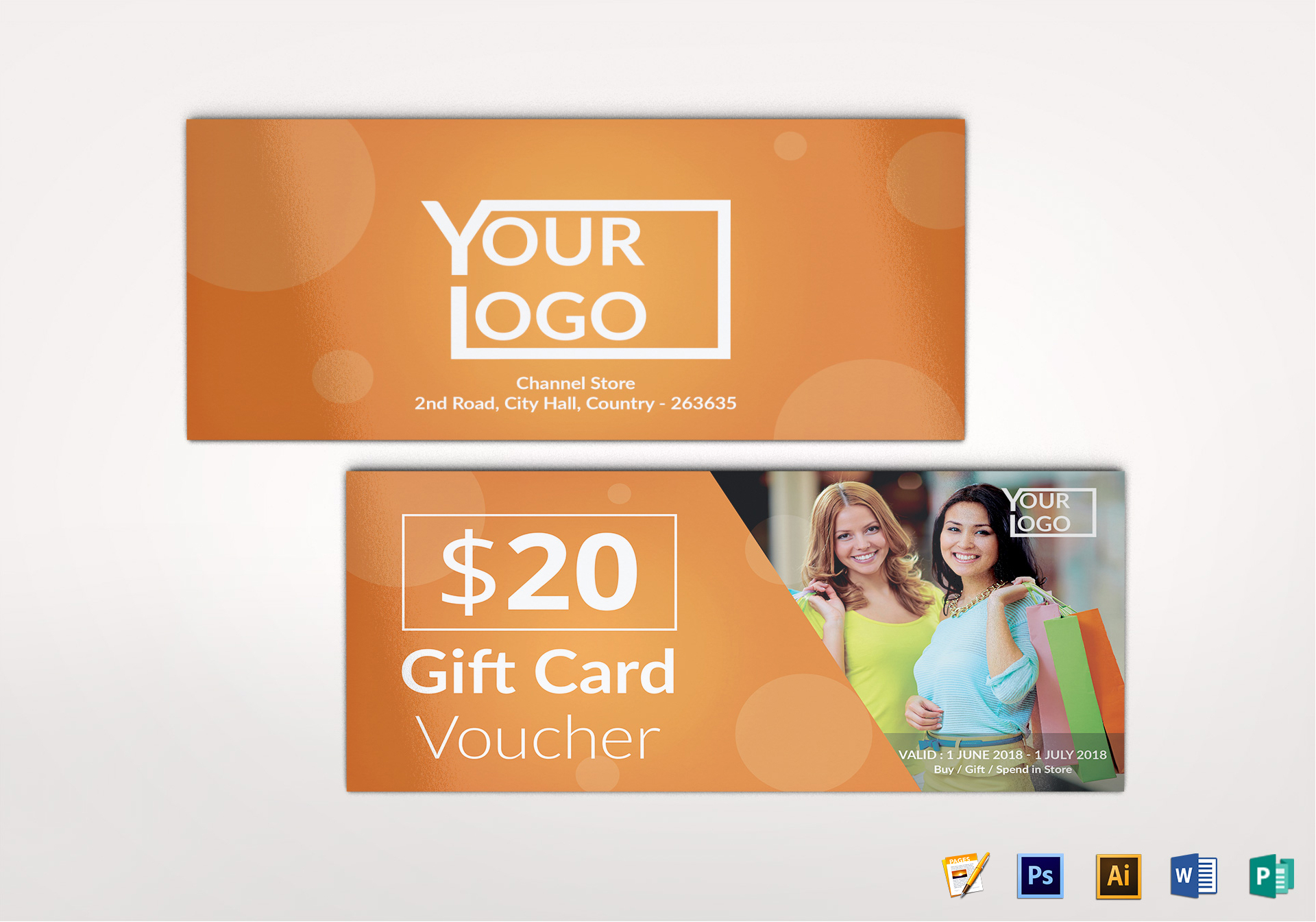 Shopping Voucher Gift Design Template in PSD, Word, Publisher, Pages