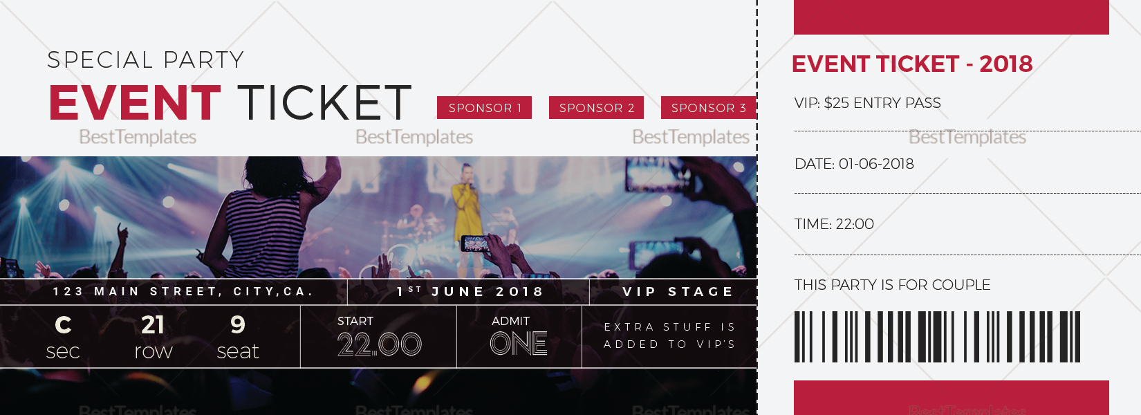special event ticket design template in word psd pages publisher