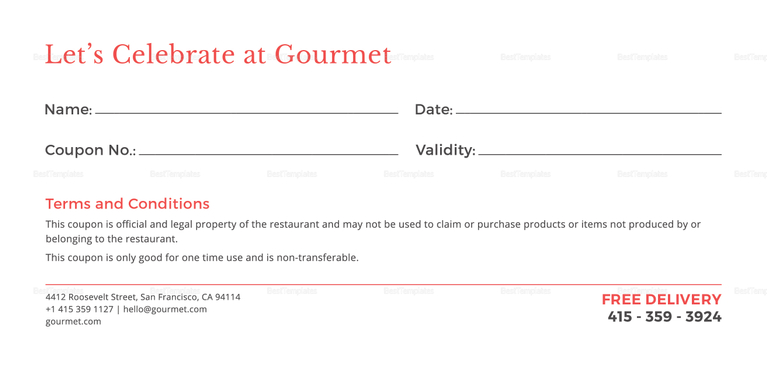 Restaurant Lunch Coupon Template in PSD, Word, Publisher, Illustrator ...