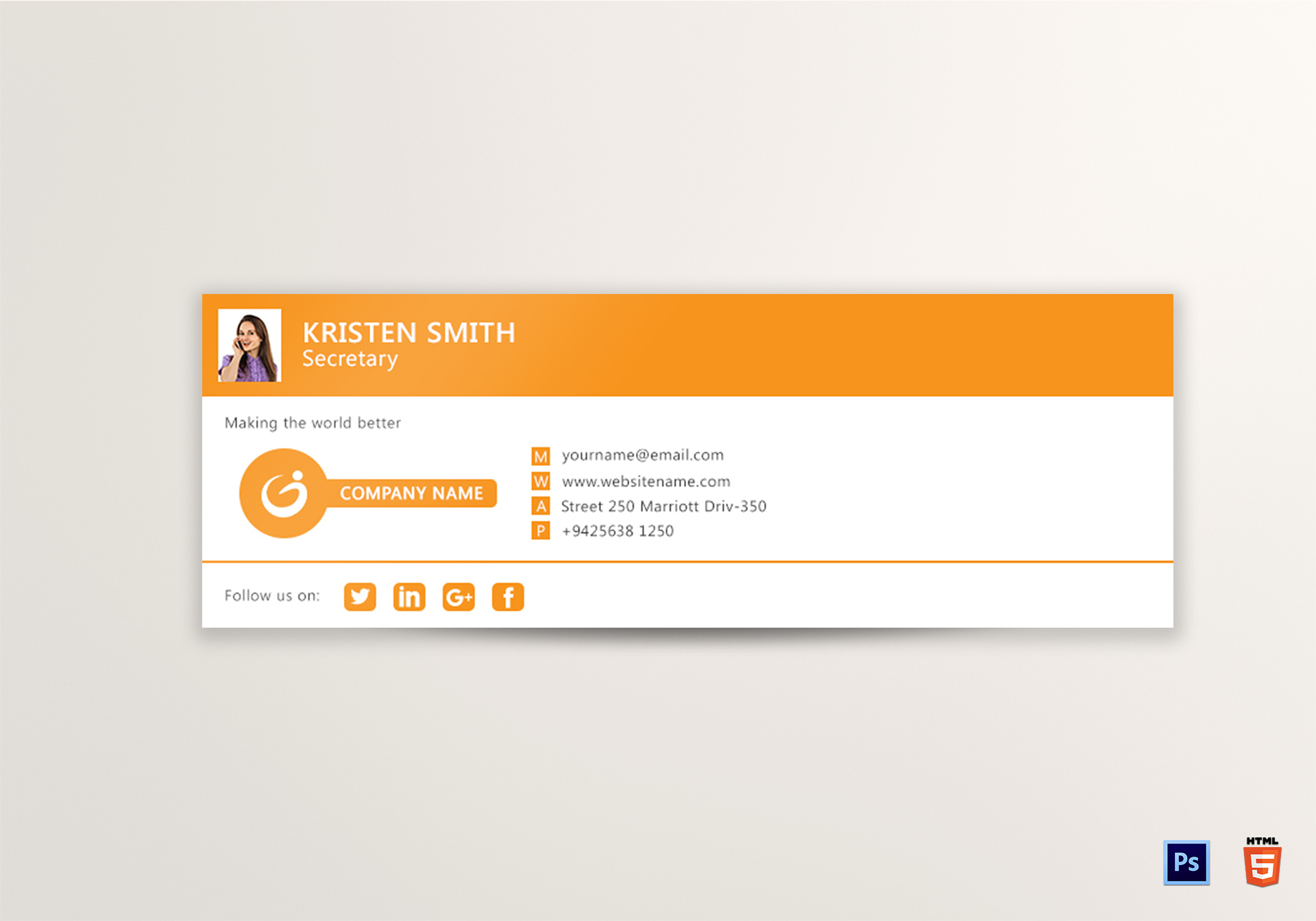 Outlook Email Signature Design Template in PSD, HTML