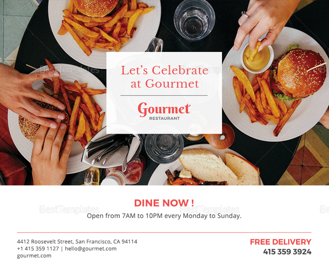 Restaurant Facebook Post Photo Template in PSD