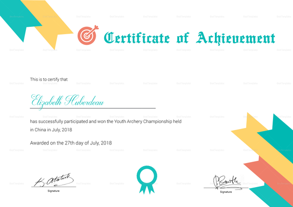 Archery Achievement Certificate Design Template in PSD, Word