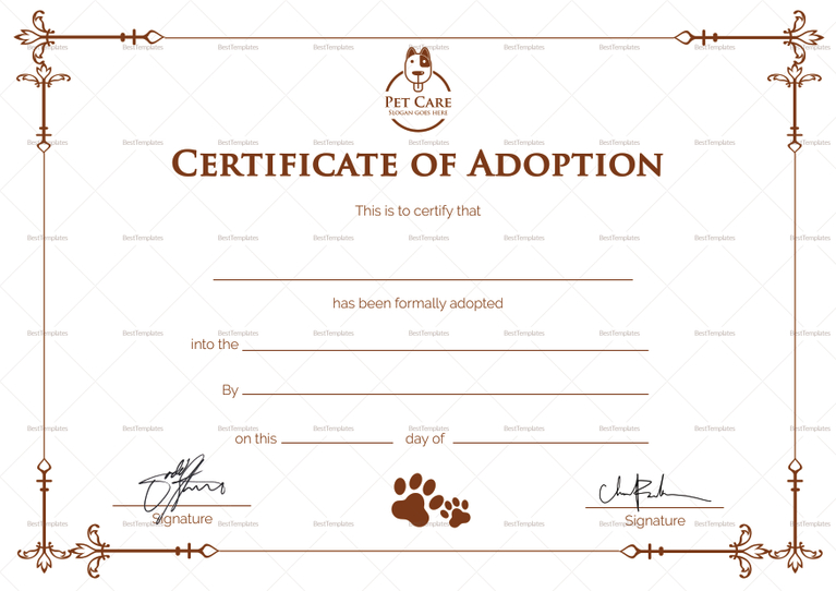 Simple Adoption Certificate Design Template in PSD, Word