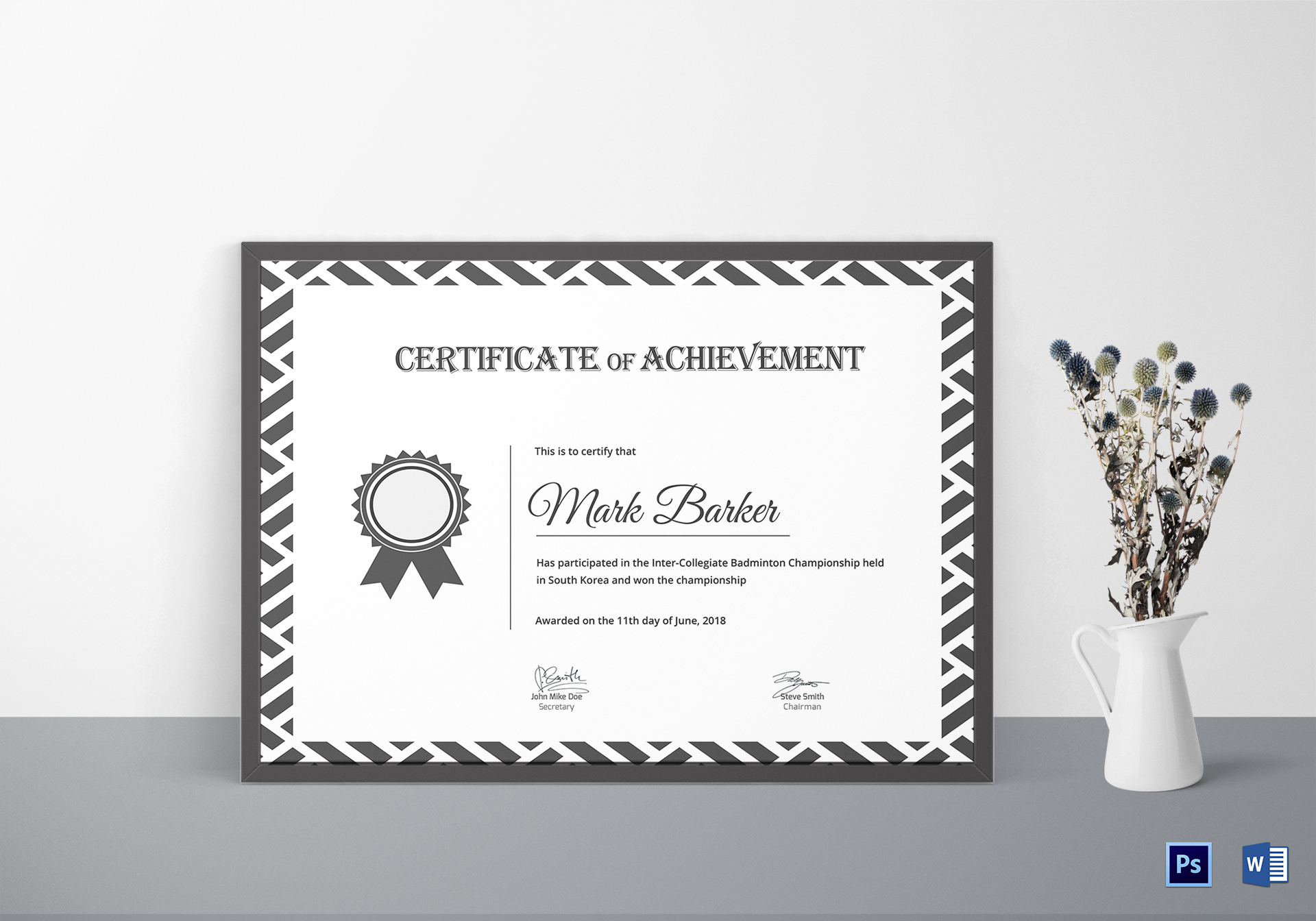 Badminton Achievement Certificate Template