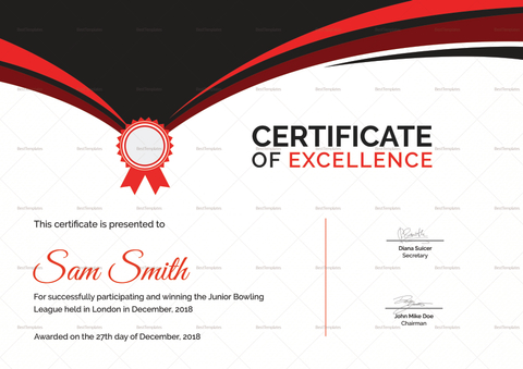 Bowling Award Certificate Design Template in PSD, Word