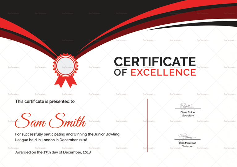 Bowling Award Certificate Design Template in PSD, Word