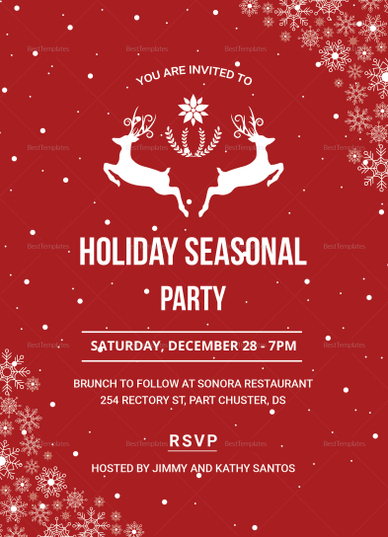 Festive Holiday Party Invitation Design Template in PSD, Word, Publisher