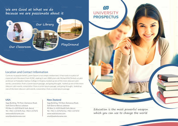 College Bi Fold Brochure Design Template in Word, PSD, Publisher