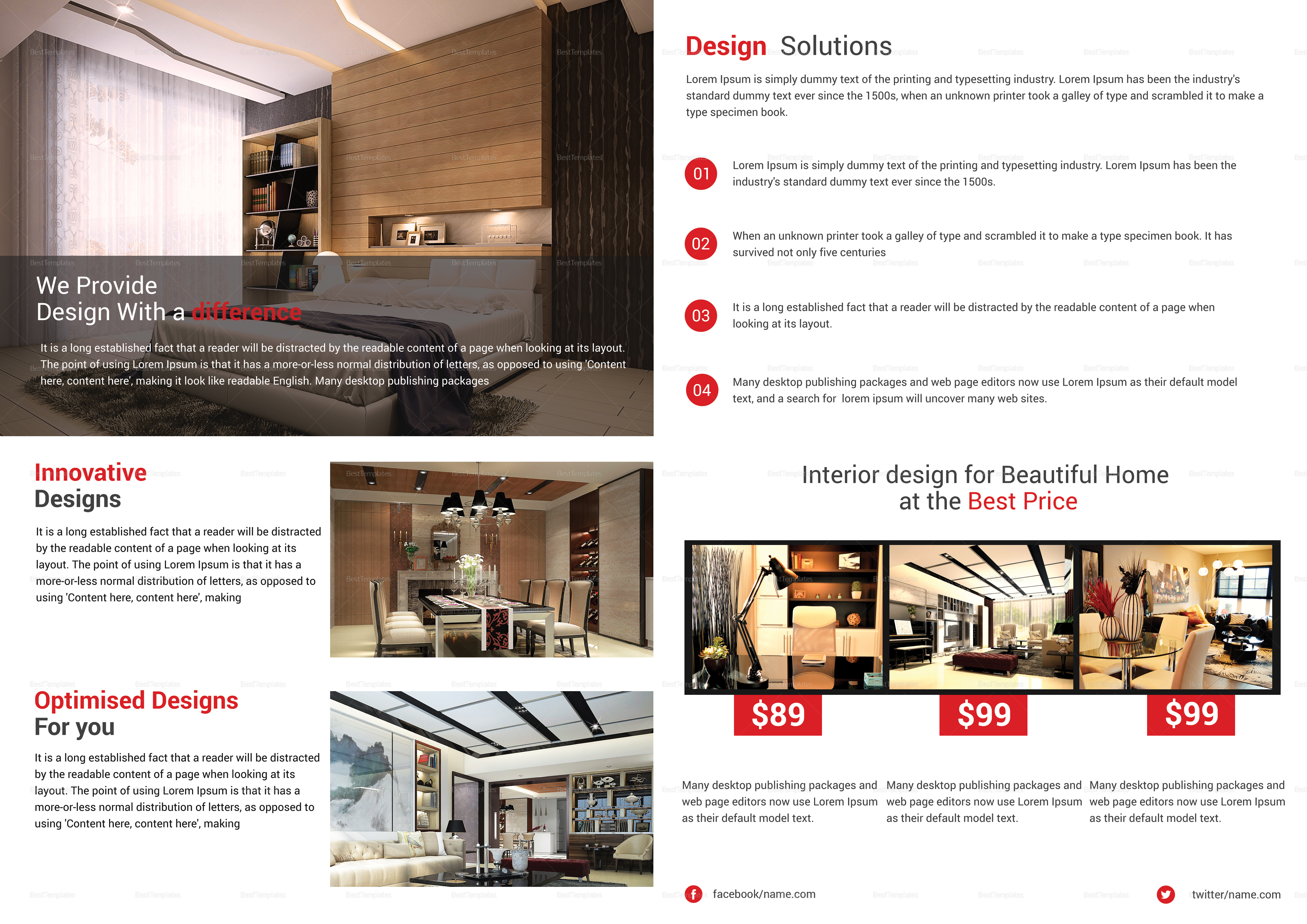  Interior Designing Bi Fold Brochure Template