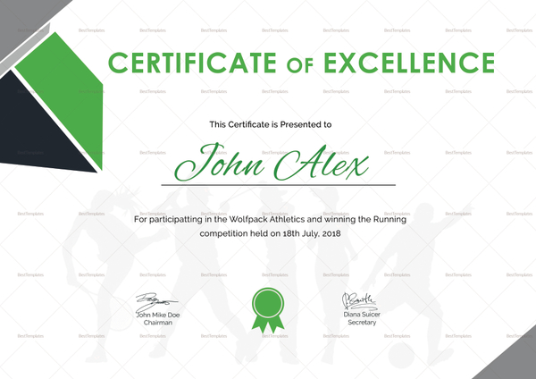 Certificate of Athletic Design Template in PSD, Word