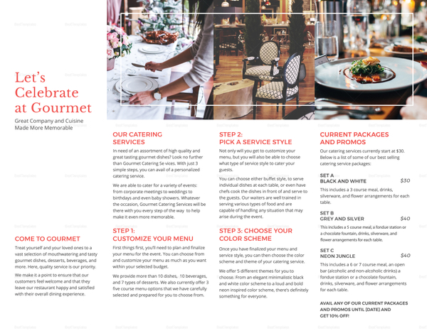 free catering brochures templates for microsoft word