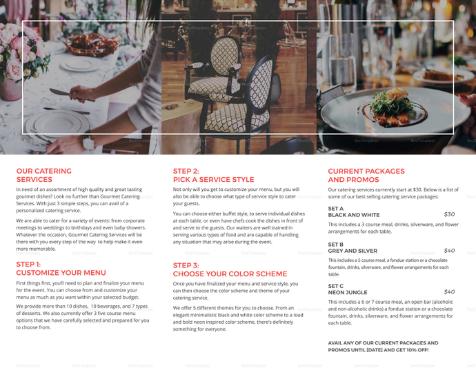 free catering brochures templates for microsoft word