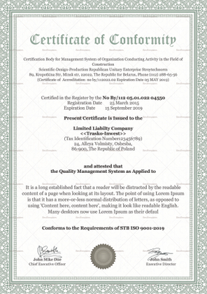 Conformity Certificate Design Template in PSD, Word