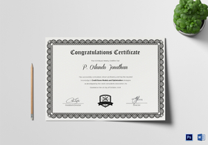 certificate of congratulations