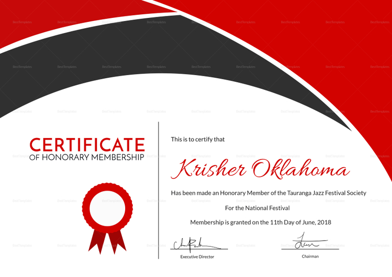 Certificate of Honorary Appreciation Design Template in PSD, Word